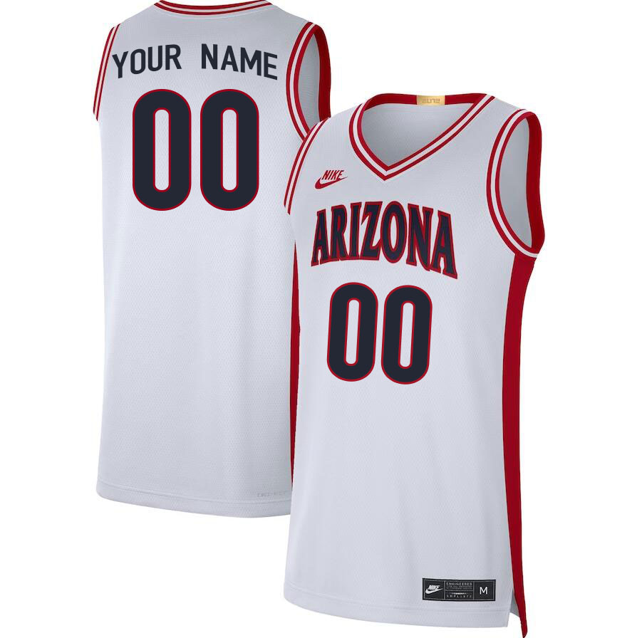 Custom Arizona Wildcats Name And Number Big 12 Conference College Baseketball Jerseys Stitched Sale-White